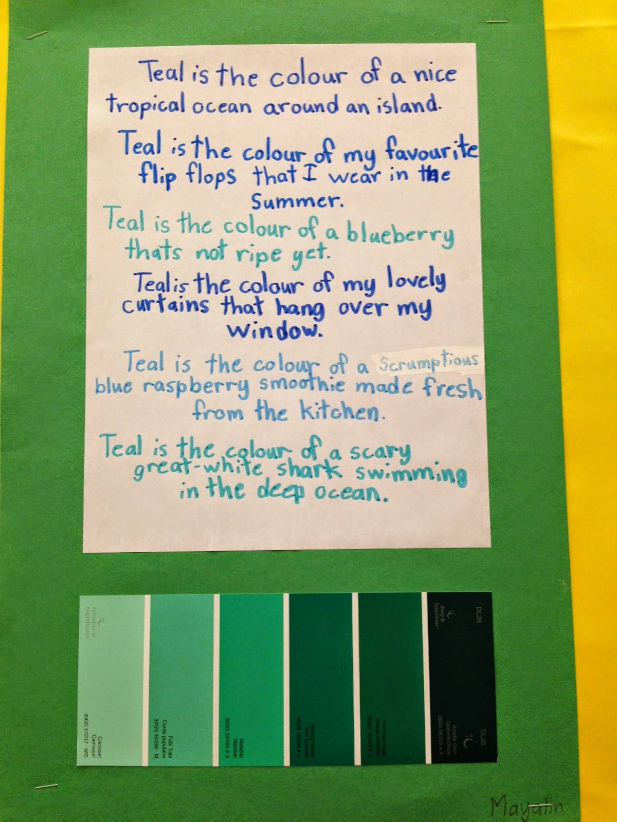 One Teacher's Adventures Grade 4 Paint Chip Poetry