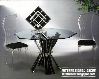 luxurious glass dining room furniture, glass table and chairs furniture design
