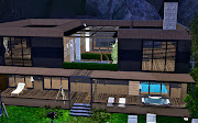 Vue plan de la maison moderne pour les sims 3 style loft avec piscine maison de sims vue de dessus