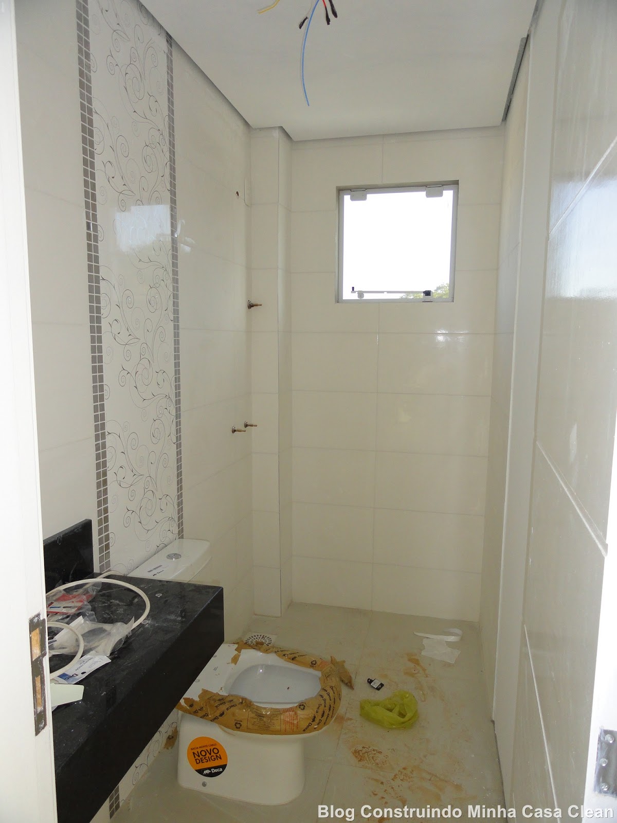 #6A491F Construindo Minha Casa Clean: A Casa Toda com Rejuntes Tomadas Vasos 1200x1600 px Banheiro Parede Gesso 2453