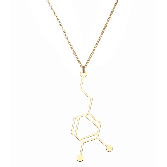 Aroha Silhouettes Gold Plated Dopamine Molecule Necklace