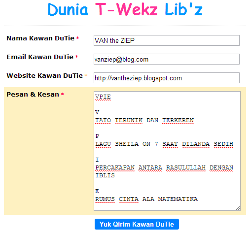 Contoh dengan mencatat URL Postingan Dunia ♥ T-Wekz Libz ~ Vpie MahaDhifa