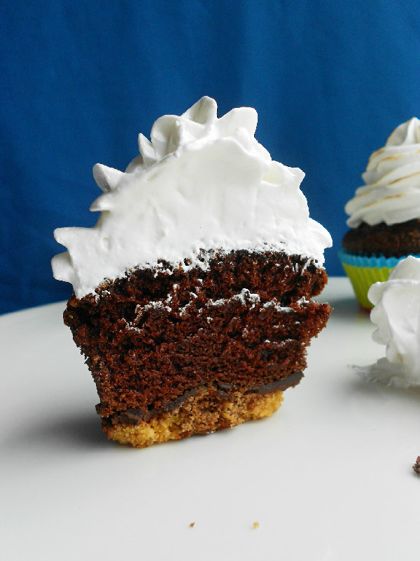 Chocolate Graham Cracker Cupcakes with Toasted Marshmallow Frosting