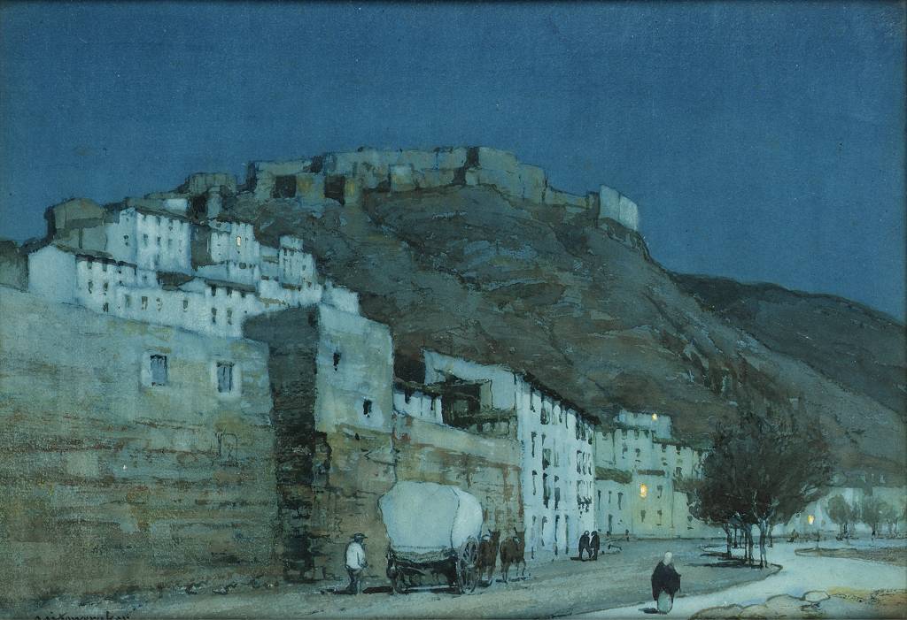Pongan un cuadro en su vida - Página 15 A.+Moulton+Foweraker+(English,+1873-1942),+Moonlight,+Malaga,+Spain