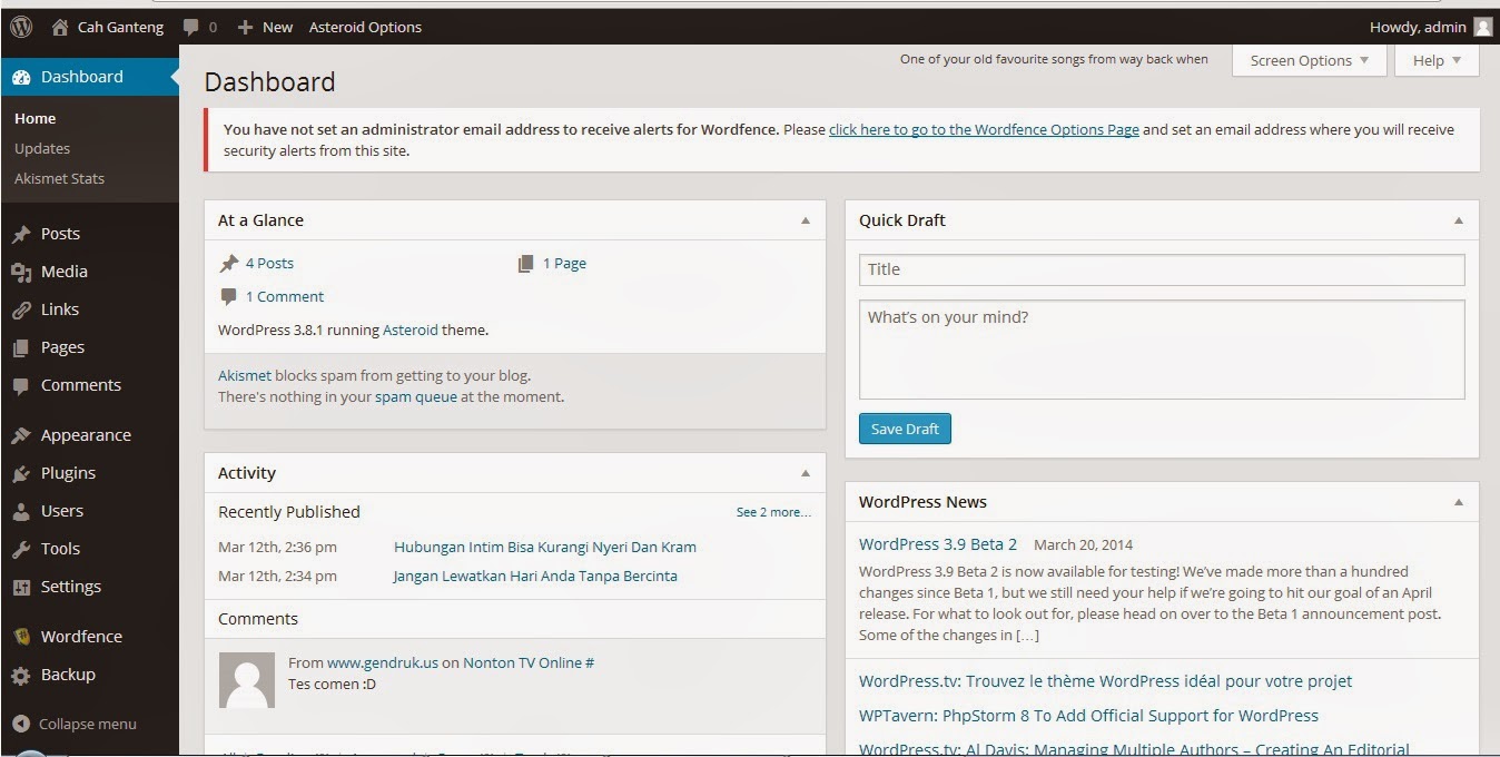 Dashboard Belajar Membuat Website