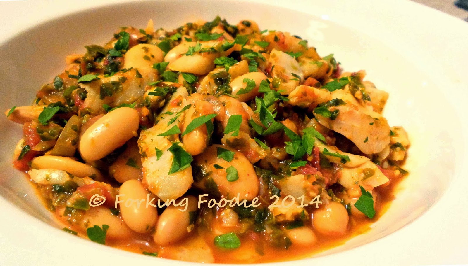 Forking Foodie Salt Cod Stew, with Chickpeas, Spinach and White Beans