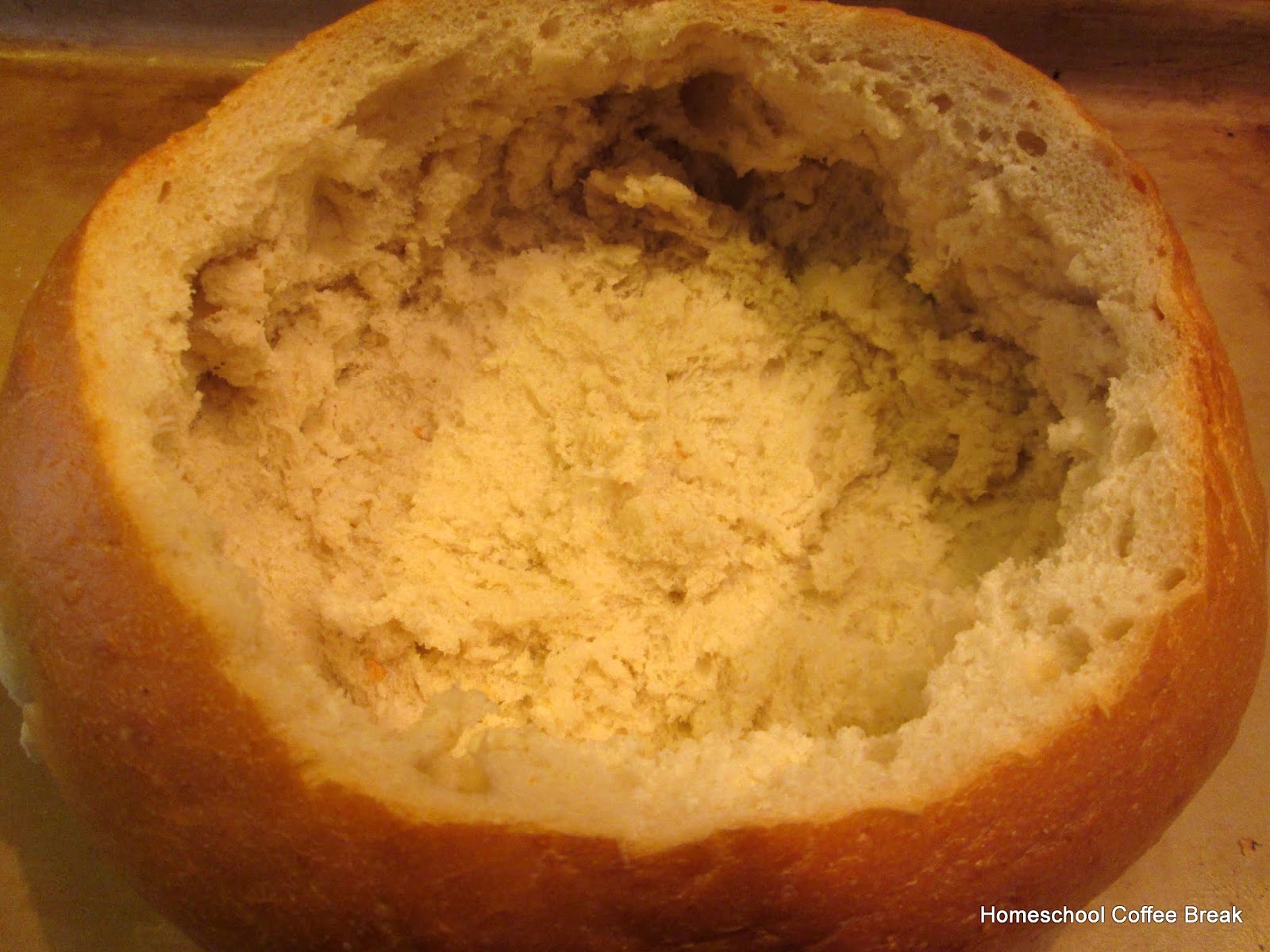 Homeschool Coffee Break Ham and Swiss Dip Bread Bowl