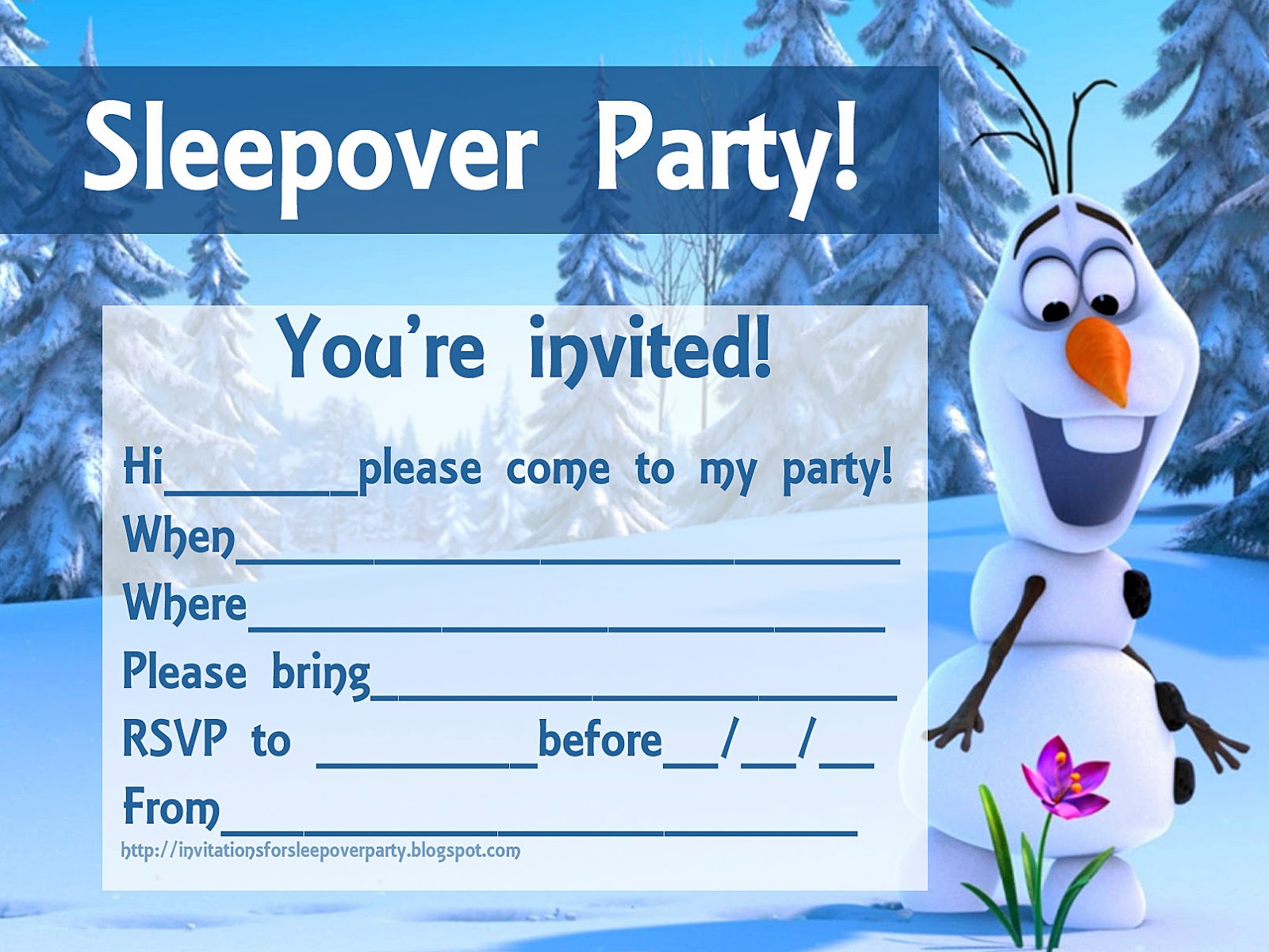 sleepover party invitations