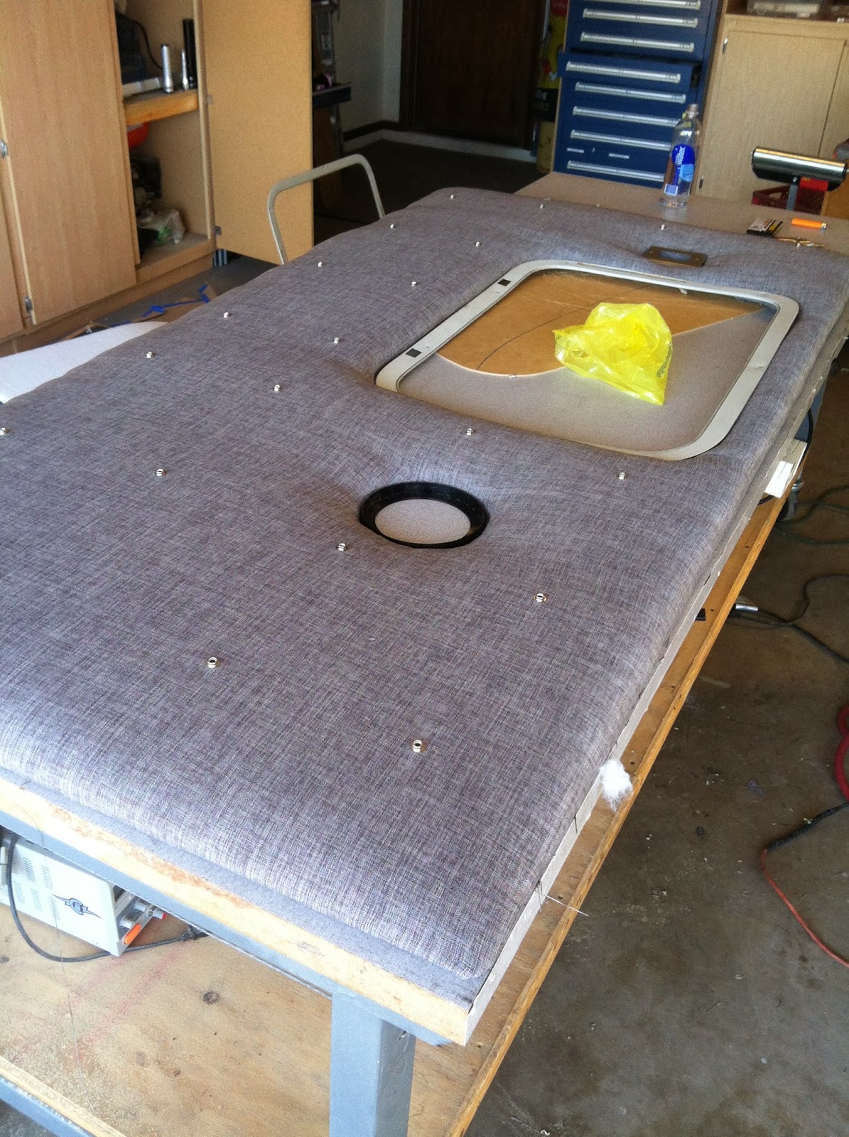 Airstream Renovation Airstream Tufted walls for the bedroom