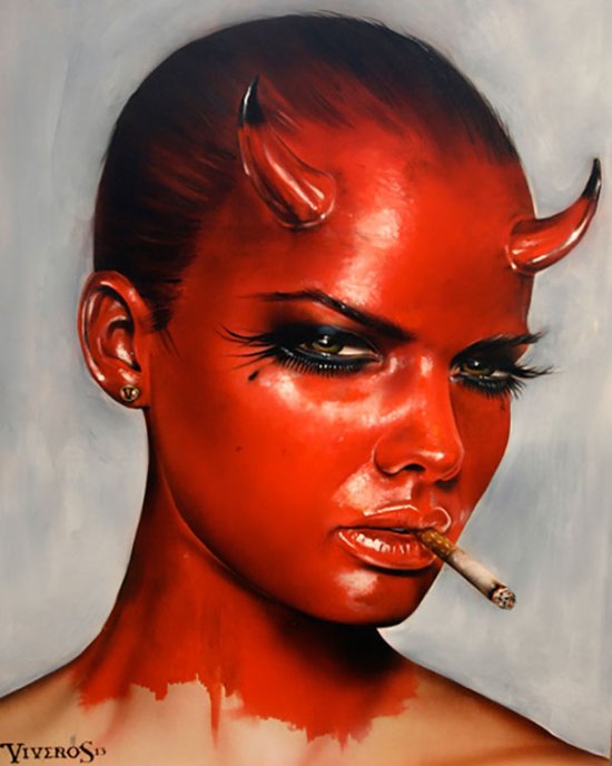 As surreais pinturas hiper-realistas de mulheres prontas para a guerra e violência de Brian Viveros Brian Viveros pinturas mulheres badass violentas fumantes guerra surreal hiper realista