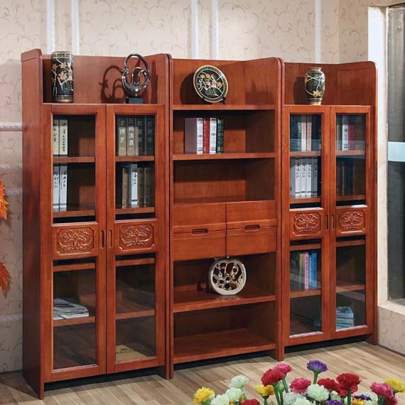 Solid Wood Bookshelves with Doors