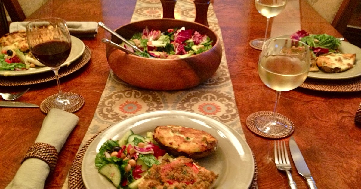 cook a mama Halibut Oreganata, Twice Baked Potatoes, and Italian Mixed