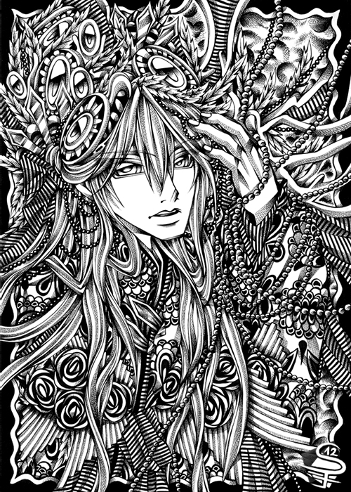 10-Jewel-Forest-Sandra-Filipova-DarkSena-Manga-Black-and-White-and-Colour-Detailed-Drawings-www-designstack-co