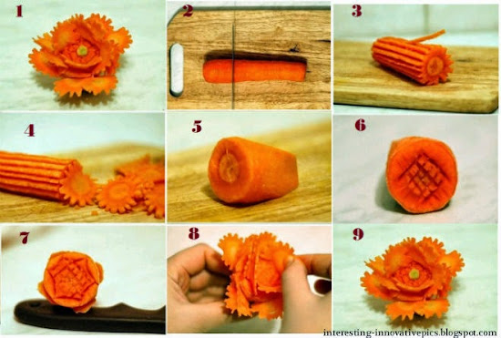 Creative flower shape carrot carving arts decoration 