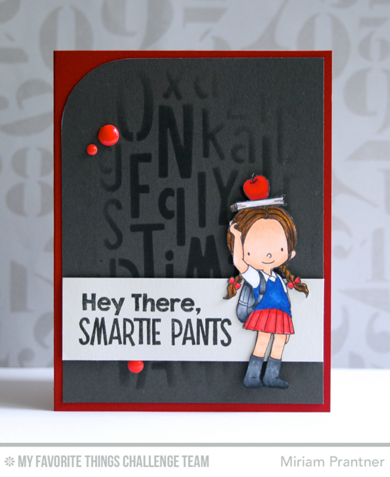 Smartie Pants Card from Miriam Pranter featuring the Birdie Brown Class Act stamp set and Jumbled Letters stencil