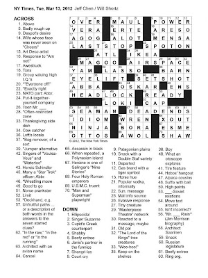  Crossword on The New York Times Crossword In Gothic  03 13 12     Dead Ends
