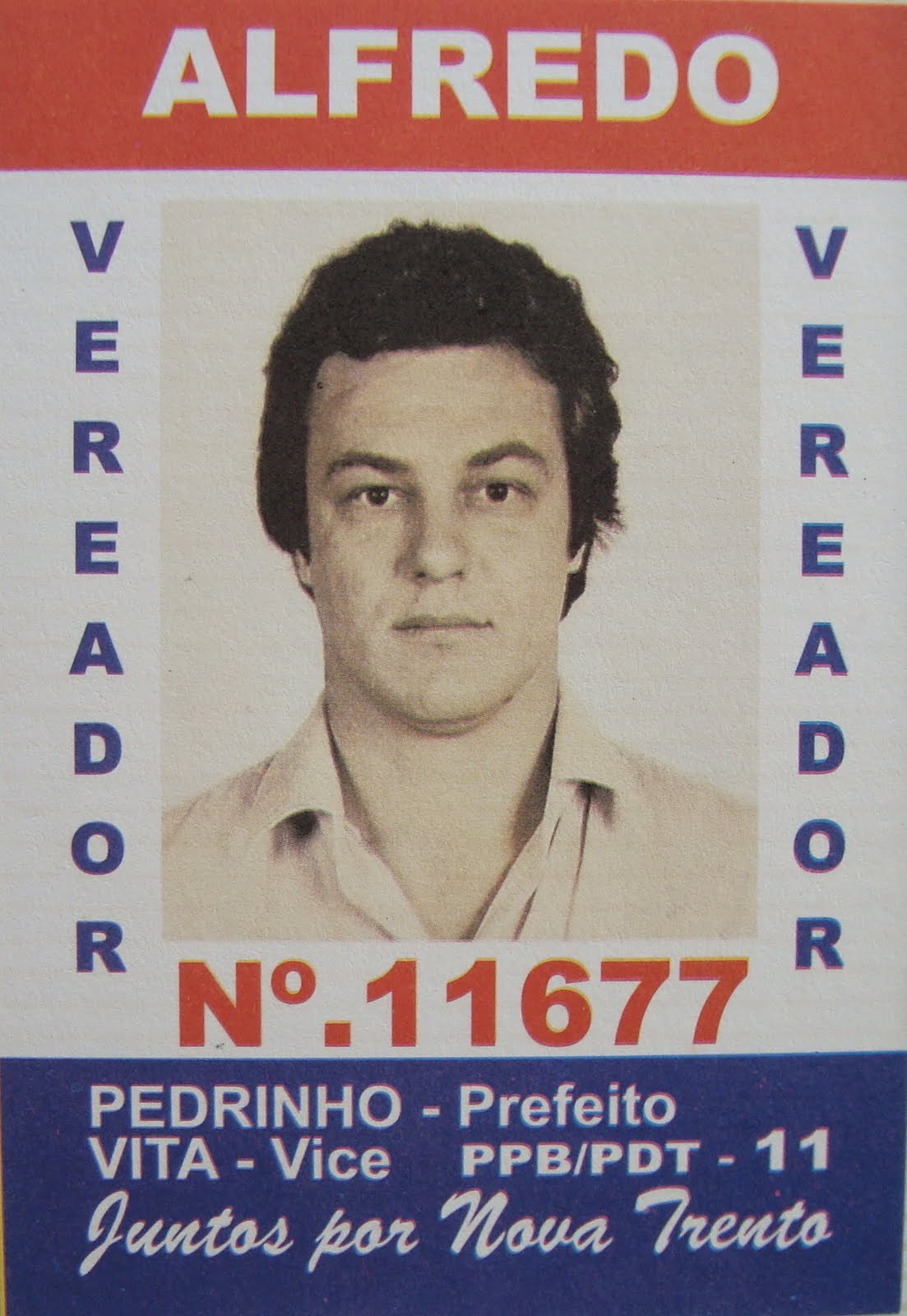 Politicando Nova Trento Túnel do Tempo Santinho Alfredo Cadorin 2000