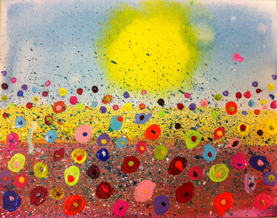 Angela Anderson Art Blog: Fun Splatter Floral Paintings - Kid's Art Class