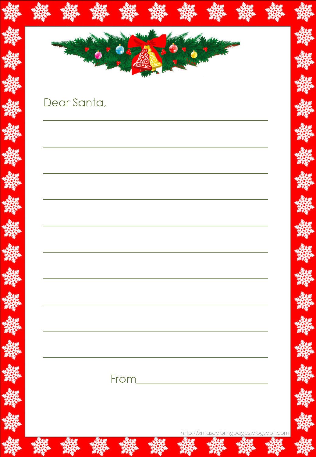 Templates For Writing A Letter To Santa