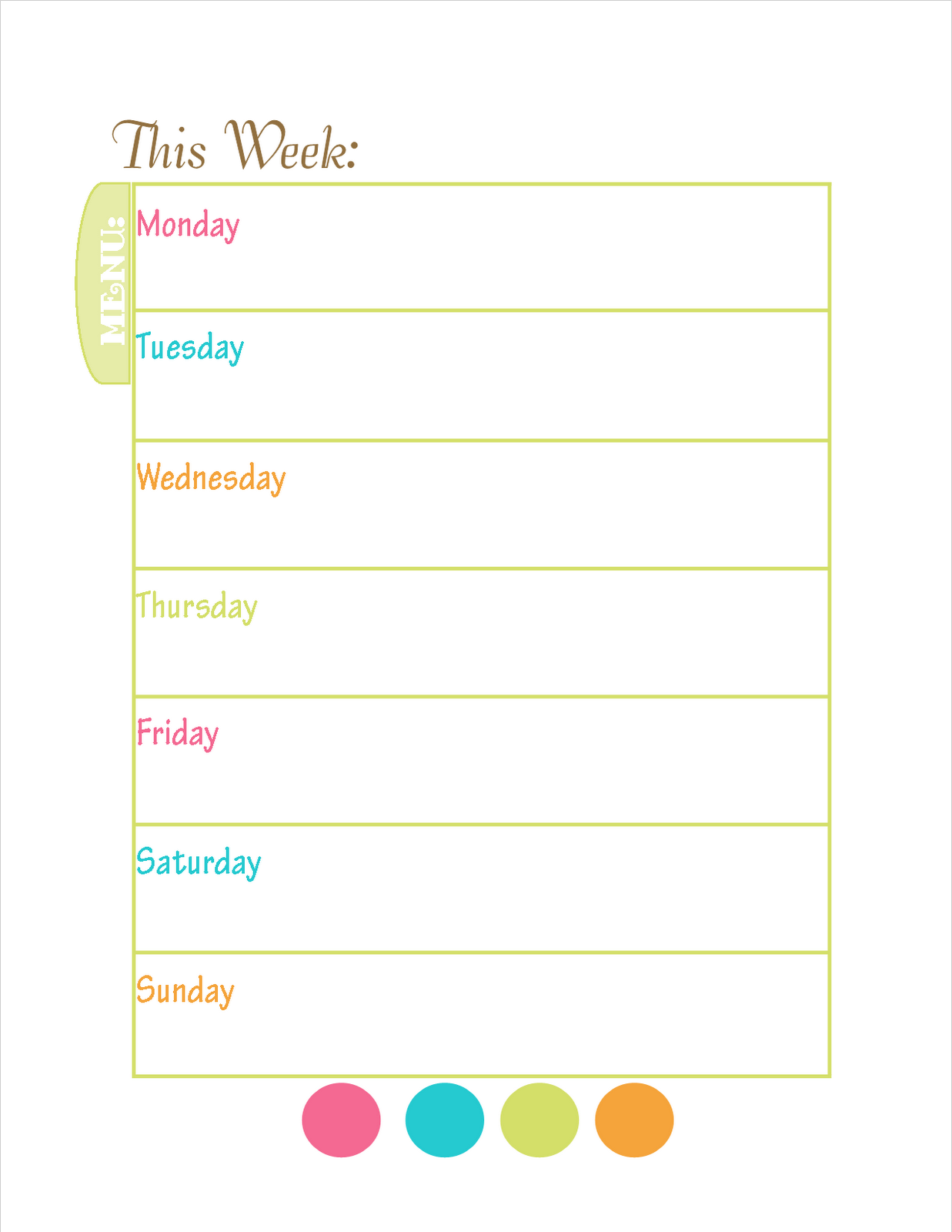 weekly planner template printable free