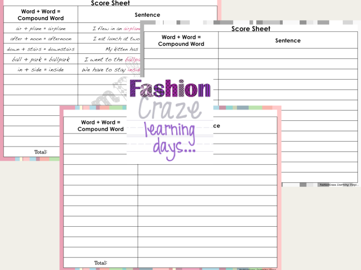 Compound Word Puzzles | Fashion Craze Learning Days