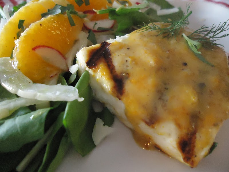 Saucy Mama Tarragon Citrus Mustard Halibut