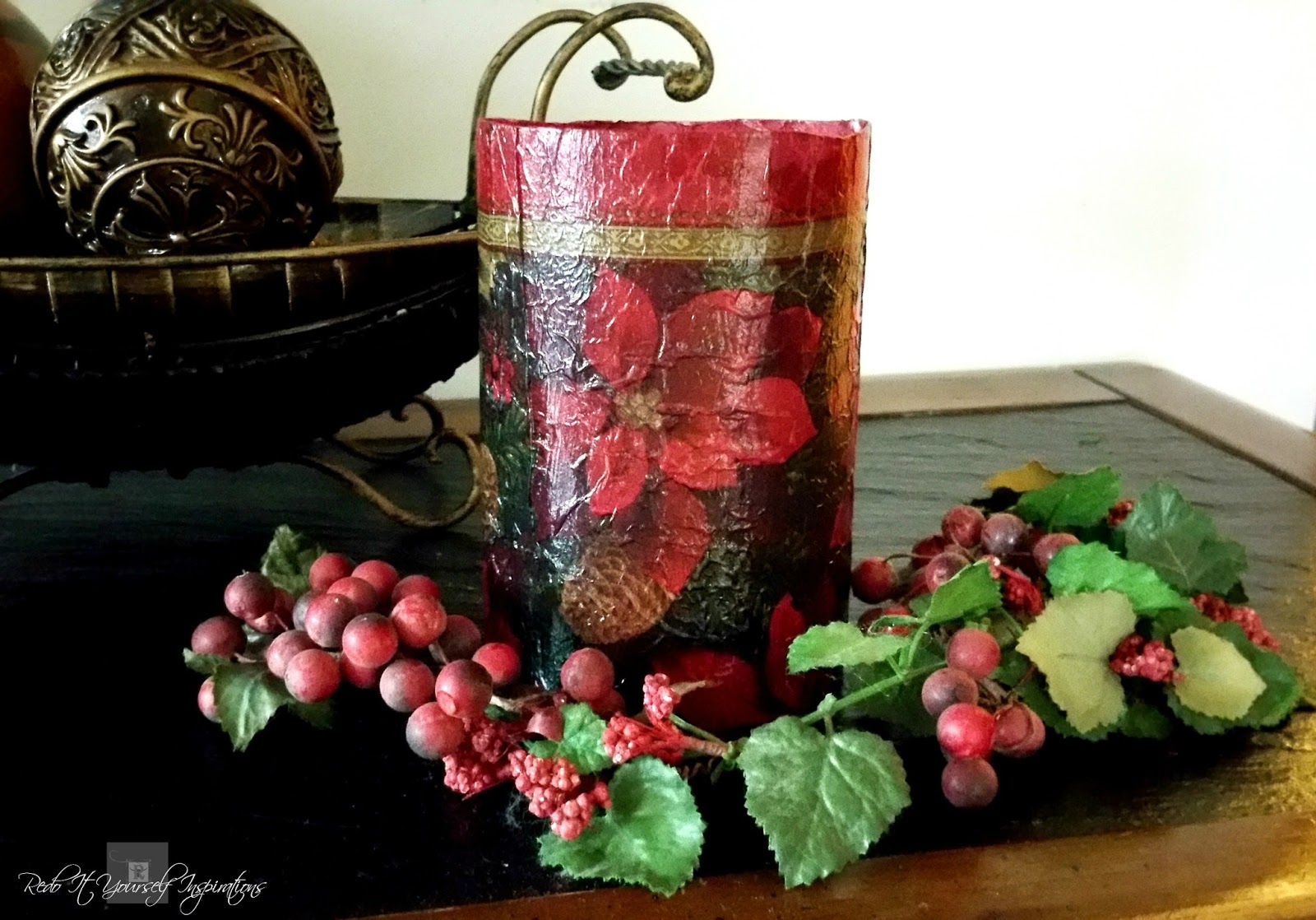 Christmas Candle Sleeve from a Soda Bottle Redo It Yourself