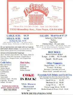 DeFrankos menu from their website.