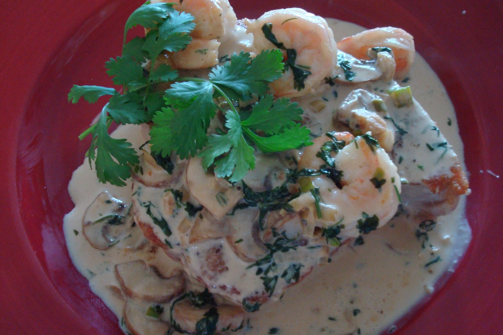 Schnitzel and the Trout Tuna with a GingerShiitake Cream Sauce