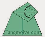 Bước 7: Tạo nếp gấp bằng cách gấp chéo hai cạnh vào trong sau đó lại mở ra. Bước 7: Tạo nếp gấp bằng cách gấp chéo hai cạnh vào trong sau đó lại mở ra.