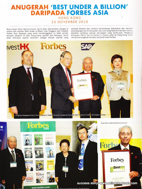 success story premium beautiful dan kejayaan Hai-O mendapat anugerah Forbes Asia, Best under a billion