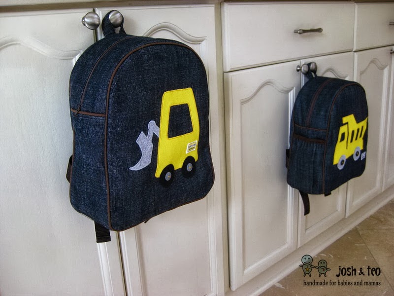 My Handmade Home Yellow Toddler Backpack Dump Truck and Bulldozer So Happy Together...