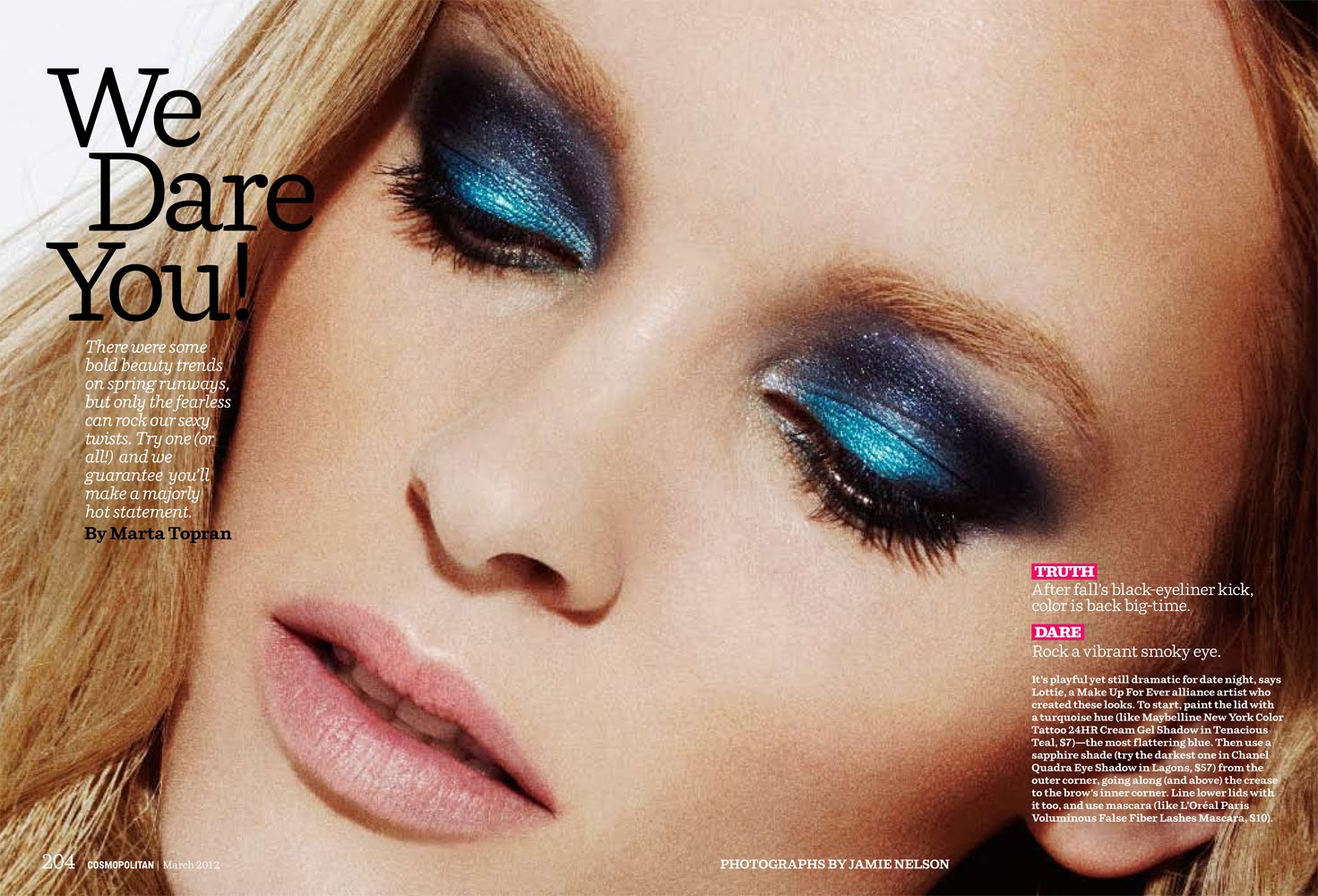 Cosmopolitan Magazine, Dip Dye hair Beauty images with model Pernilla  Fransander