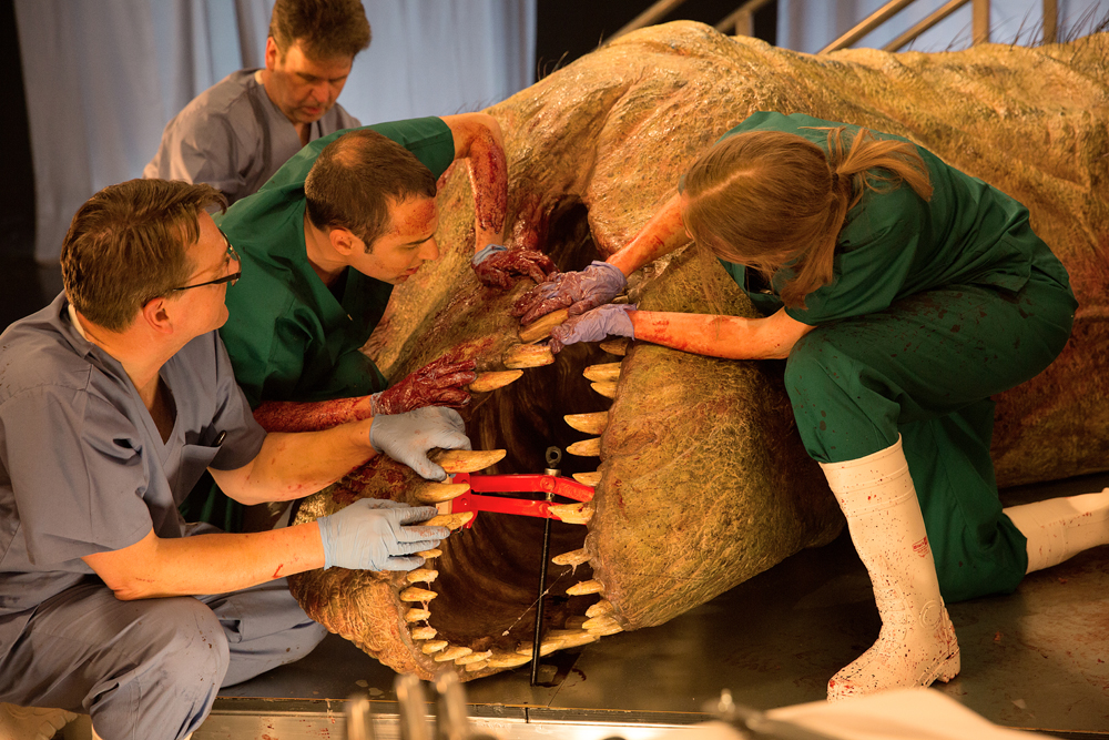 Scientists carry out 'autopsy' on life-sized T-Rex replica Scientists carry out 'autopsy' on life-sized T-Rex replica