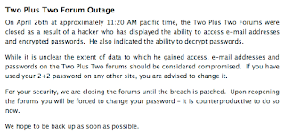 Two Plus Two Outage