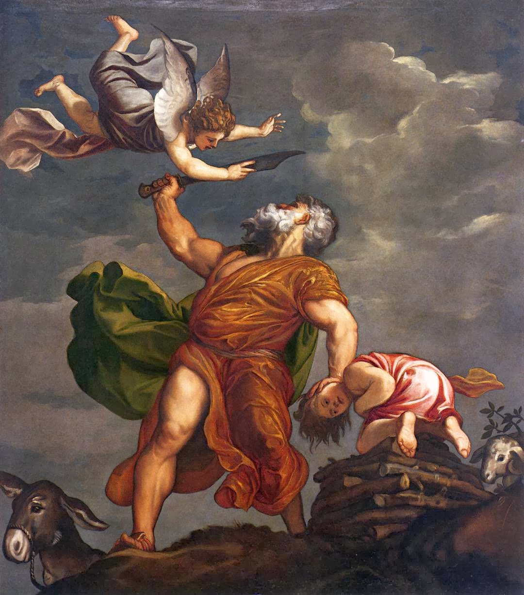 Painting "Sacrifice of Isaac" by Titian, 1542 Picture of "Sacrifice of Isaac" by Titian, 1542