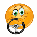 Driving emoji Emoji behind a wheel