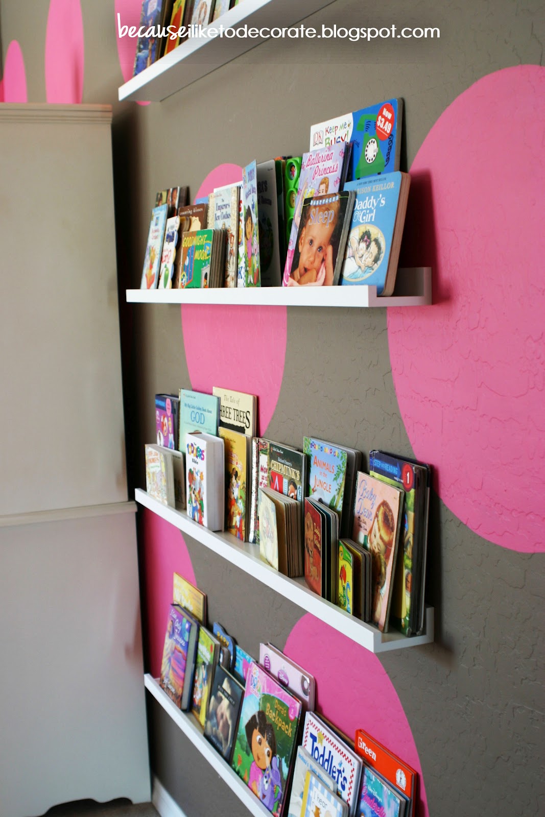 The Girls' Room Progress 1.4 Toddler Bookshelf Wall because i like