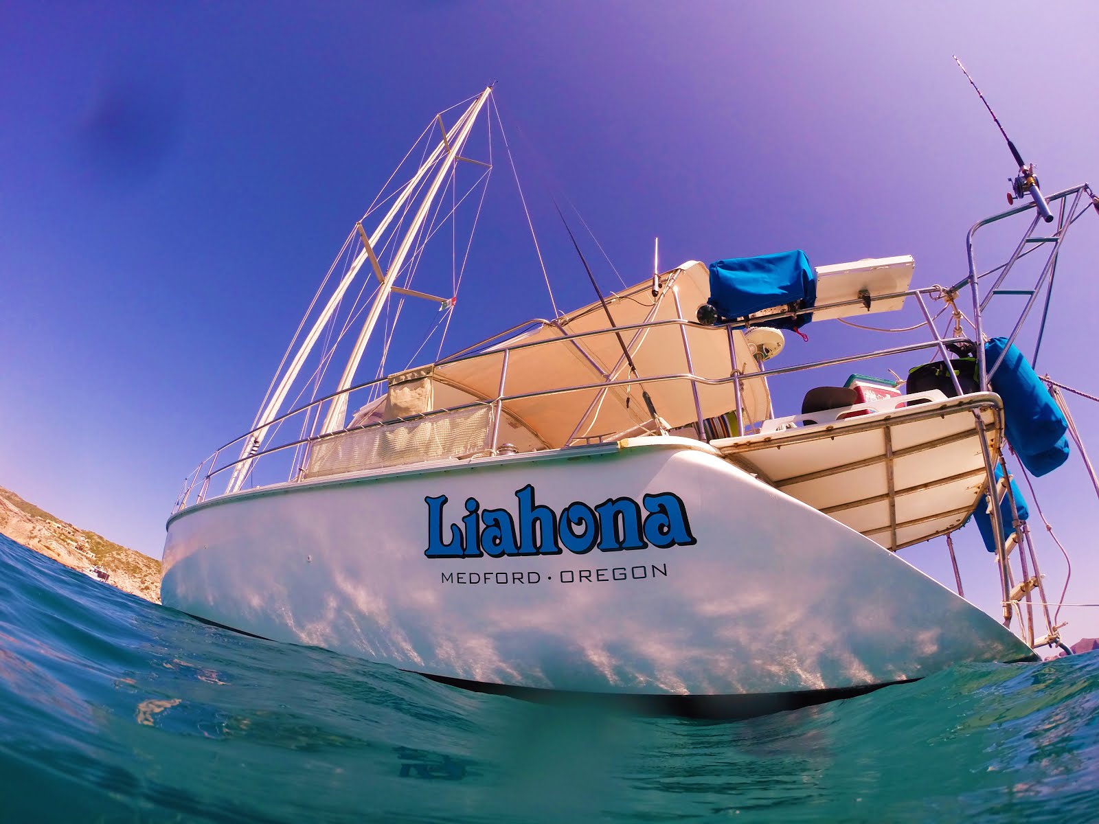 SV Liahona at anchor in the Sea of Cortez