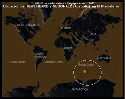 El Mundo. Ubicación de ISLAS HEARD Y McDONALD (Australia) en El Planisferio, BING El Mundo. Ubicación de ISLAS HEARD Y McDONALD (Australia) en El Planisferio, BING