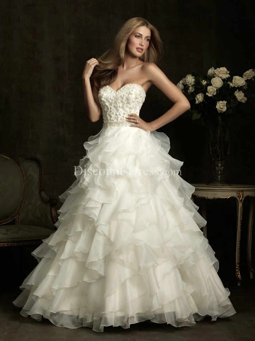 Princess Organza Floor Length Sweetheart Natural Waist #Wedding #Dress