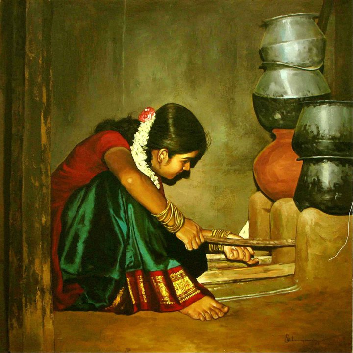 Rural Indian Women Paintings By Tamilnadu Artist Ilayaraja