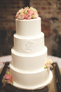 Three Layer Wedding Cakes With The Initials I And R Three Layer Wedding Cakes With The Initials I And R