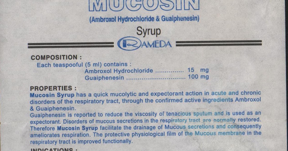 Drug Pamphlet: Mucosin