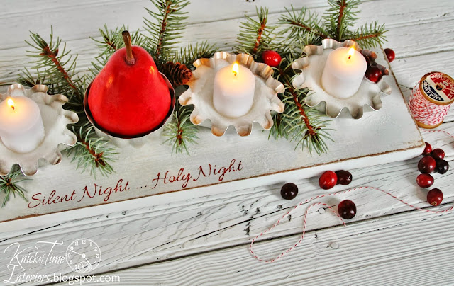 Red Pear Repurposed Metal Tins Christmas Candle Holder Centerpiece via Knick of Time