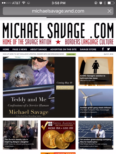 April 21, 2016: Micheal Savage features our work