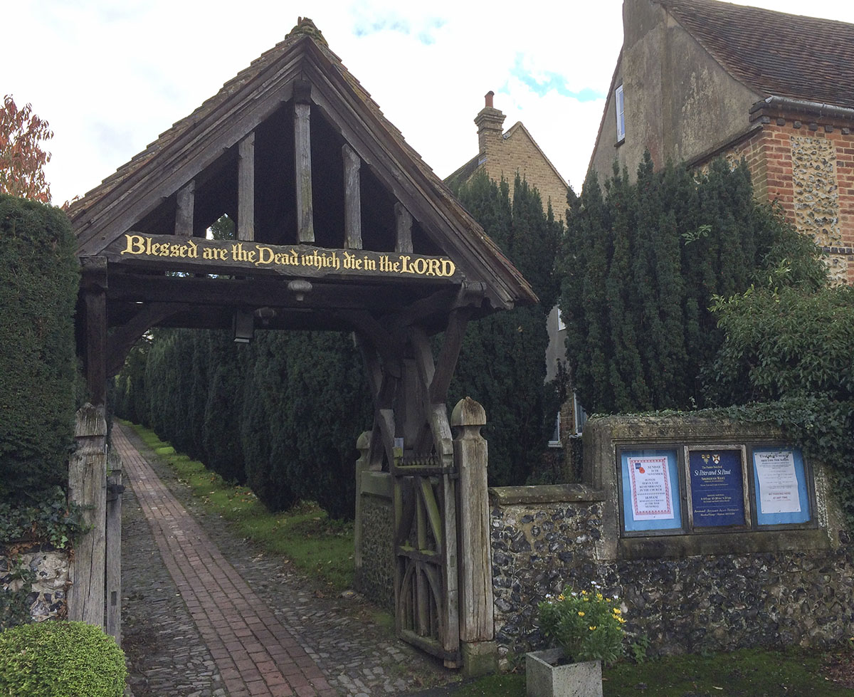 Lych gate at the Church of St Peter and St Paul, Shoreham. 2 November 2013. Lych gate at the Church of St Peter and St Paul, Shoreham. 2 November 2013.
