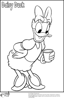 daisy duck drinking a cup of coffee coloring pages