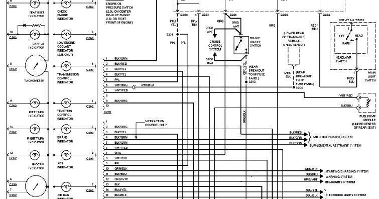 1997 Ford Contour Instrument Cluster Circuit Diagram