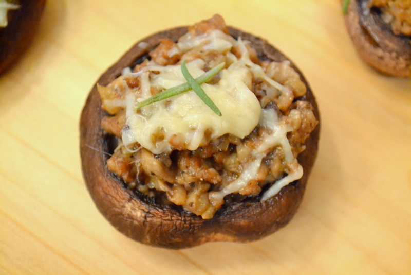 Cookin' Cowgirl Turkey Sausage and Goat Cheese Stuffed Mushrooms